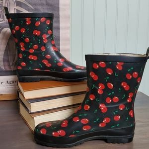 Union Bay Cherry Patterned Rainboots